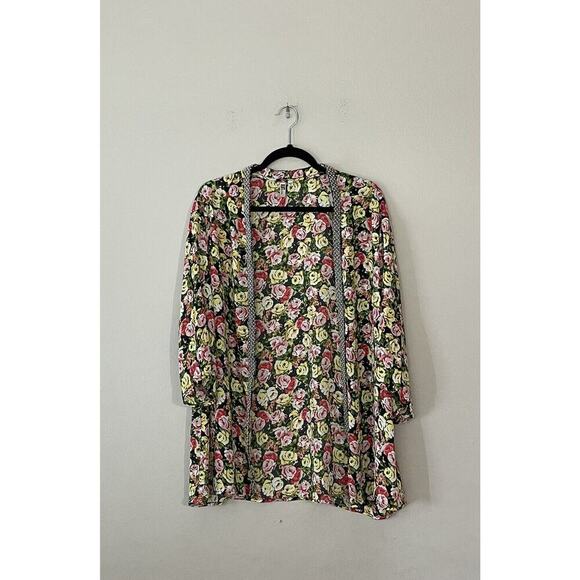 Kut From The Kloth Medium Embellished Faux Pearl Floral Print Wrap Top Sheer - Picture 1 of 8